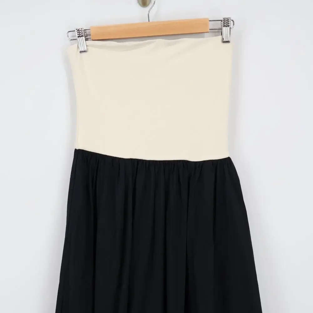 J.Crew Strapless Colorblock Midi Mixy Dress Natural Black Size Small NWT - Picture 3 of 8